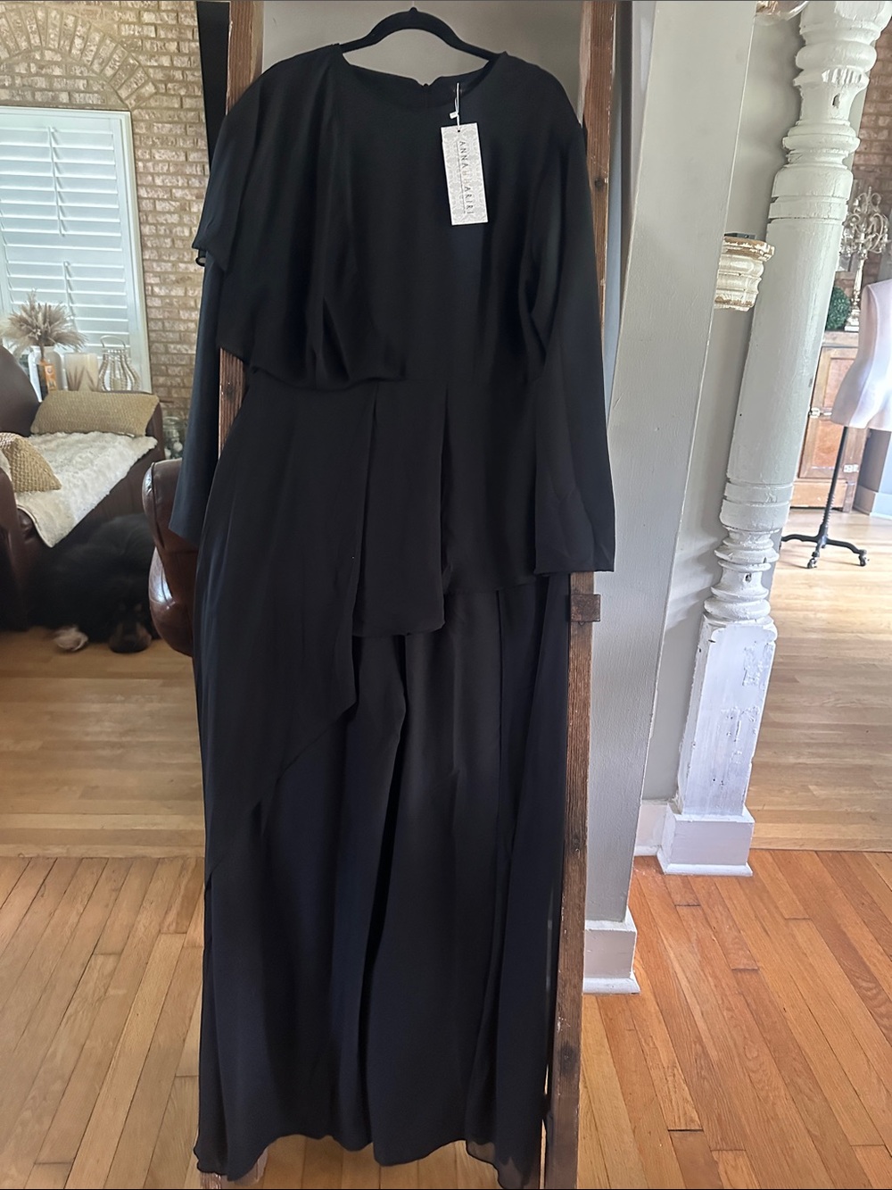 ANNAH HARIRI MODEST BLACK JUMPSUIT WITH OVERLAY TRAIN 22 NEW